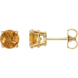14K Yellow Gold 6 mm Natural Citrine Earrings