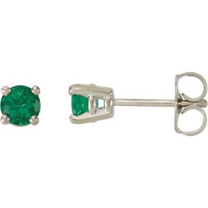 14K White Gold Lab-Grown Emerald Earrings