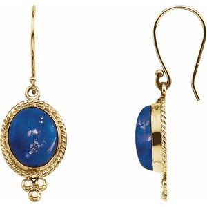 14K Yellow Gold Natural Lapis Earring
