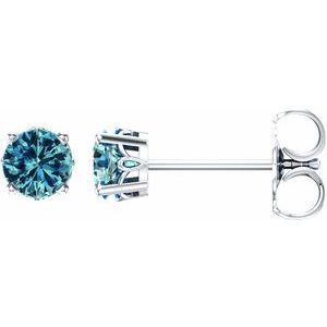 14K White Gold Natural London Blue Topaz Scroll Setting® Stud Earrings