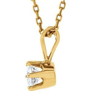 14K Yellow Gold 1/4 CT Natural Diamond Solitaire 18" Necklace