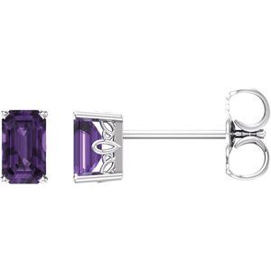 14K White Gold Natural Amethyst Earrings