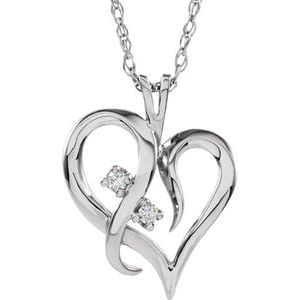 14K White Gold .03 CTW Natural Diamond Heart 18" Necklace