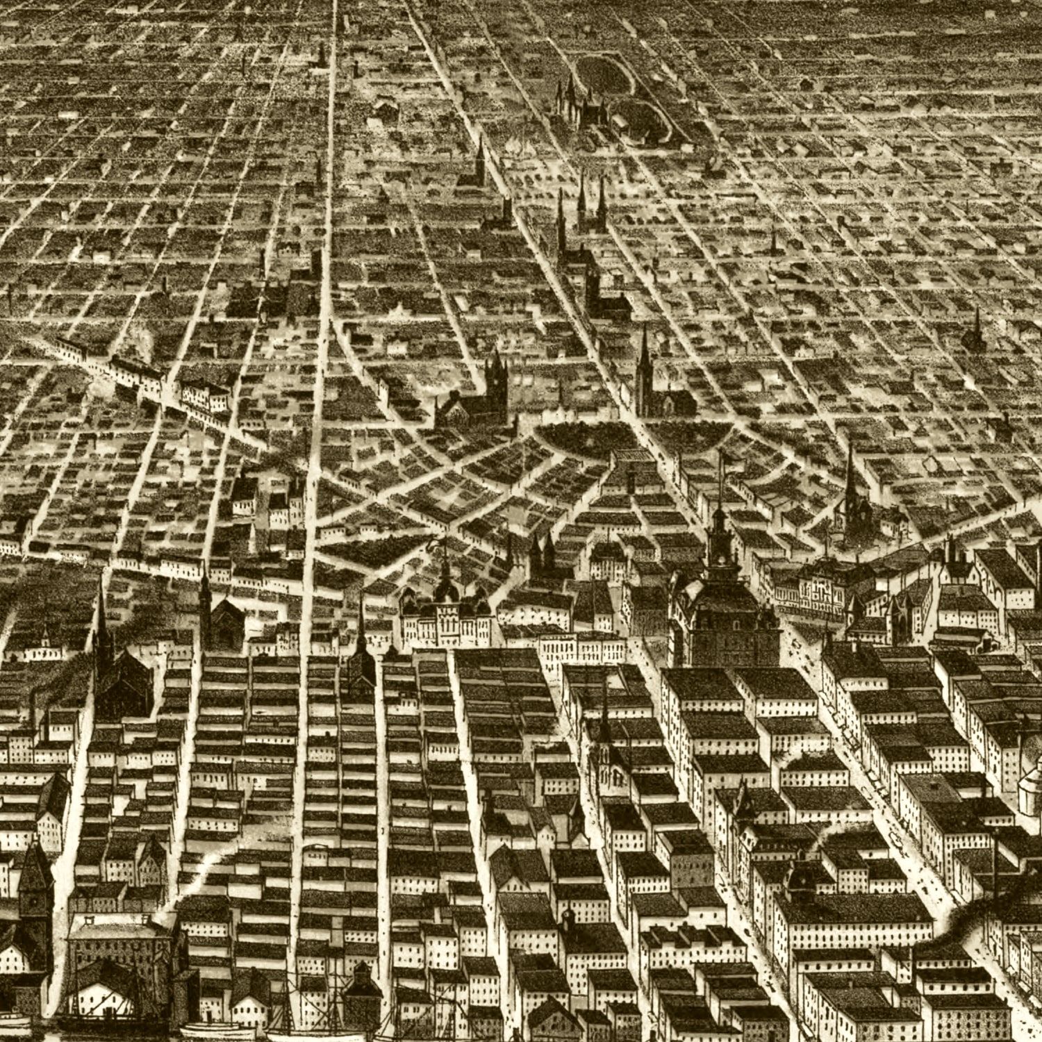 Vintage Map of Detroit, Michigan 1889
