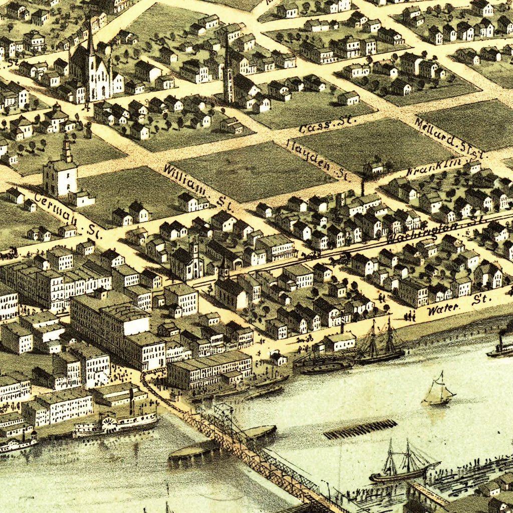Vintage Map of Saginaw, Michigan 1867