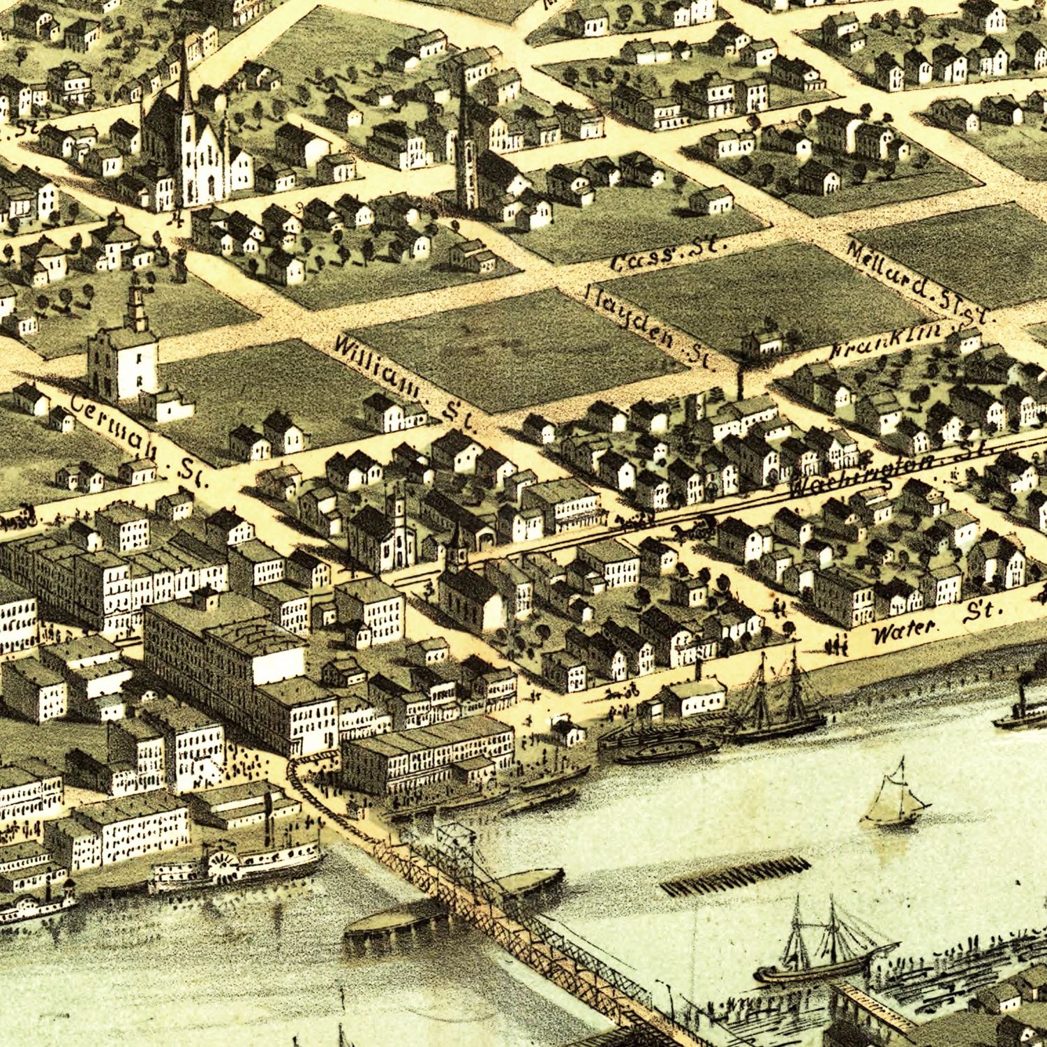 Vintage Map of Saginaw, Michigan 1867