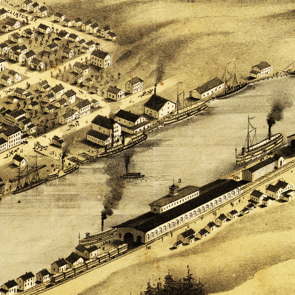 Vintage Map of Grand Haven, Michigan 1868