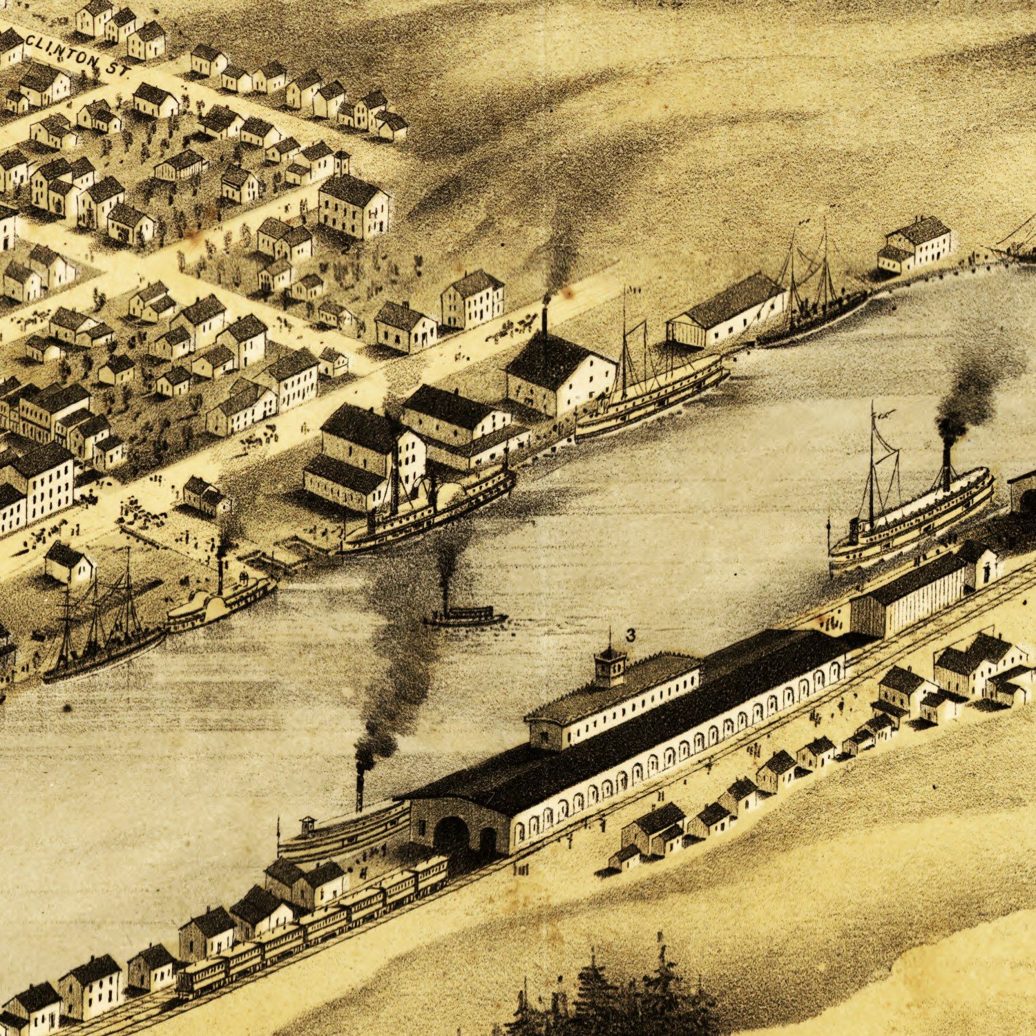 Vintage Map of Grand Haven, Michigan 1868