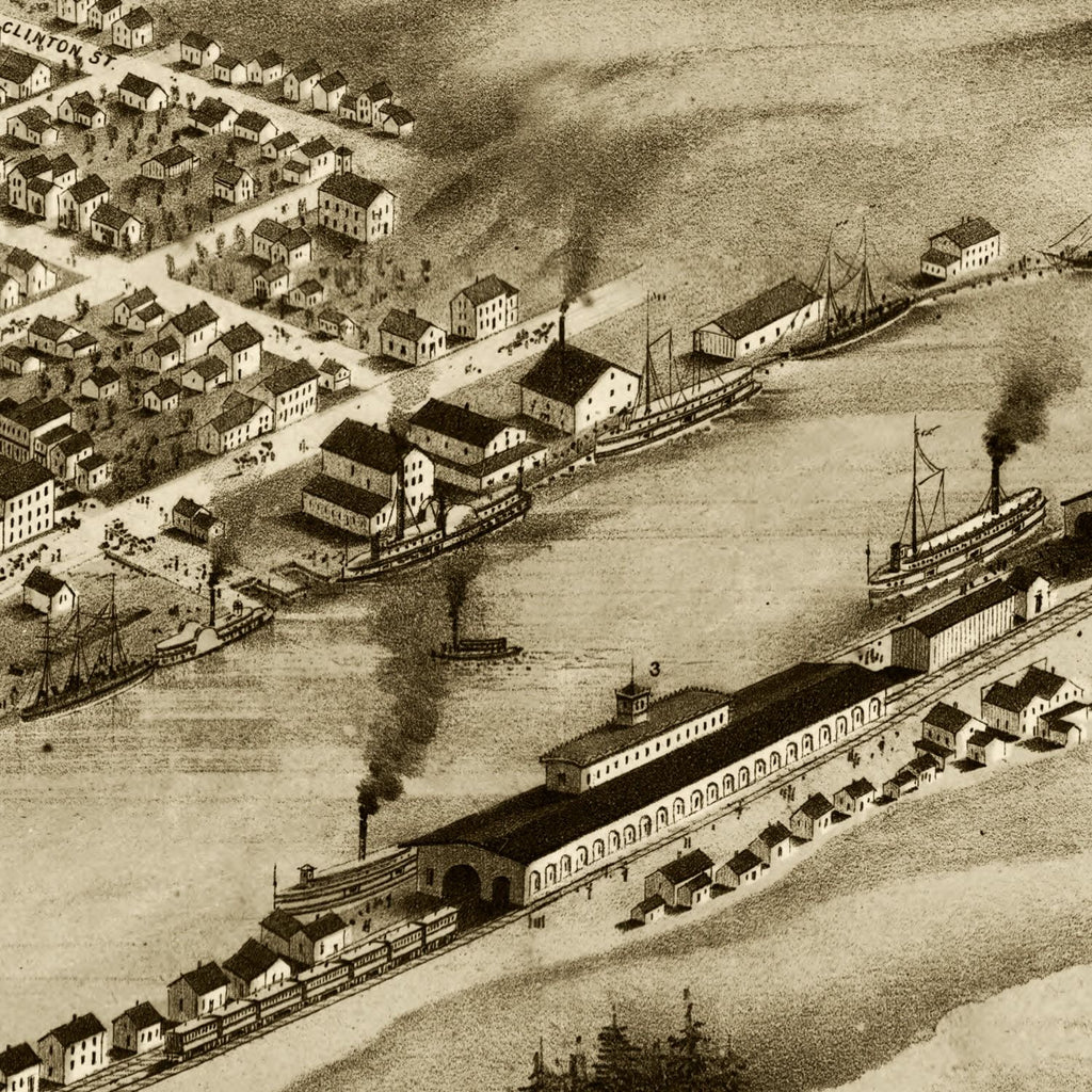 Vintage Map of Grand Haven, Michigan 1868