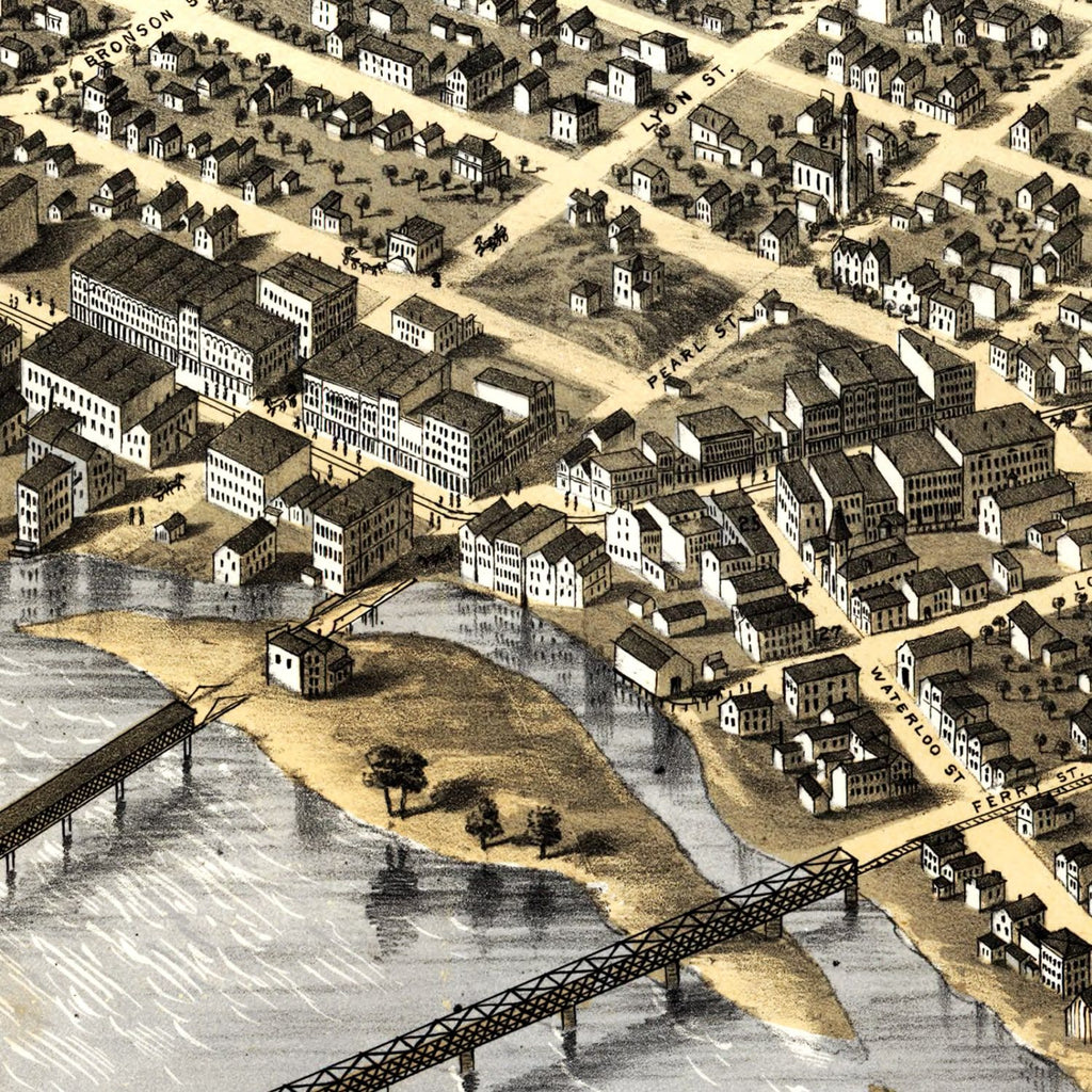 Vintage Map of Grand Rapids, Michigan 1868