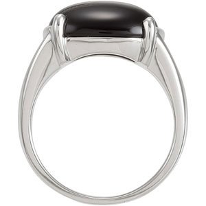 Sterling Silver Cabochon Natural Black Onyx Ring