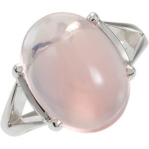 Sterling Silver Natural Rose Quartz Cabochon Ring