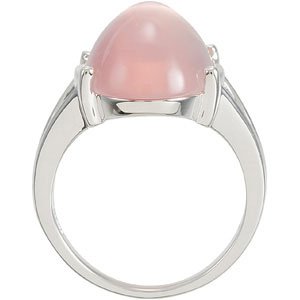 Sterling Silver Natural Rose Quartz Cabochon Ring