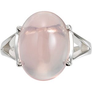Sterling Silver Natural Rose Quartz Cabochon Ring