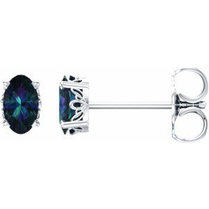 14K White Gold Lab-Grown Alexandrite Earrings