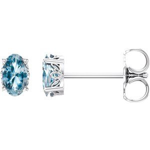 14K White Gold Natural Sky Blue Topaz Earrings