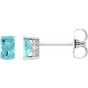 14K White Gold Natural Aquamarine Earrings