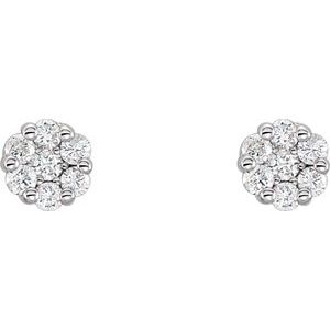 14K White Gold 1/4 CTW Natural Diamond Cluster Earrings – image 2