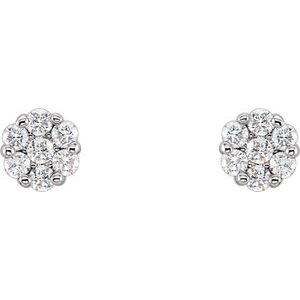 14K White Gold 1/2 CTW Natural Diamond Cluster Earrings – image 2
