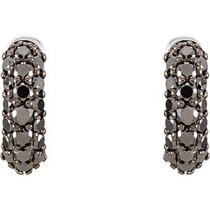 14K White Gold 5/8 CTW Natural Black Diamond 11 mm Hoop Earrings – image 2