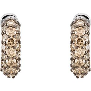 14K White Gold 5/8 CTW Natural Brown Diamond 11 mm Hoop Earrings – image 2