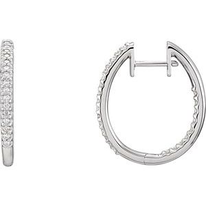 14K White Gold 1/4 CTW Natural Diamond Inside-Outside 20.8 mm Hoop Earrings