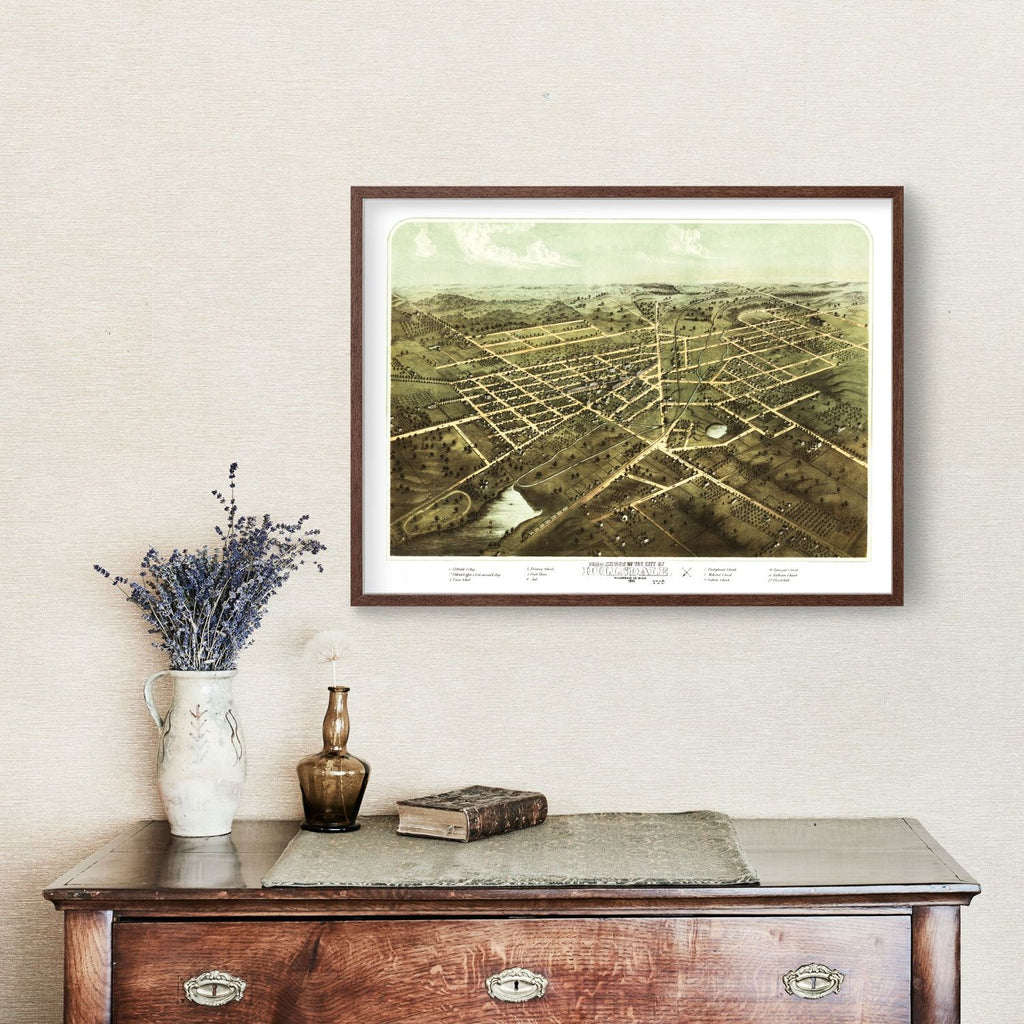 Vintage Map of Hillsdale, Michigan 1866