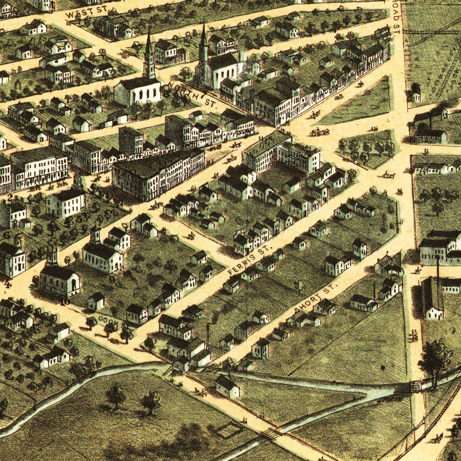 Vintage Map of Hillsdale, Michigan 1866