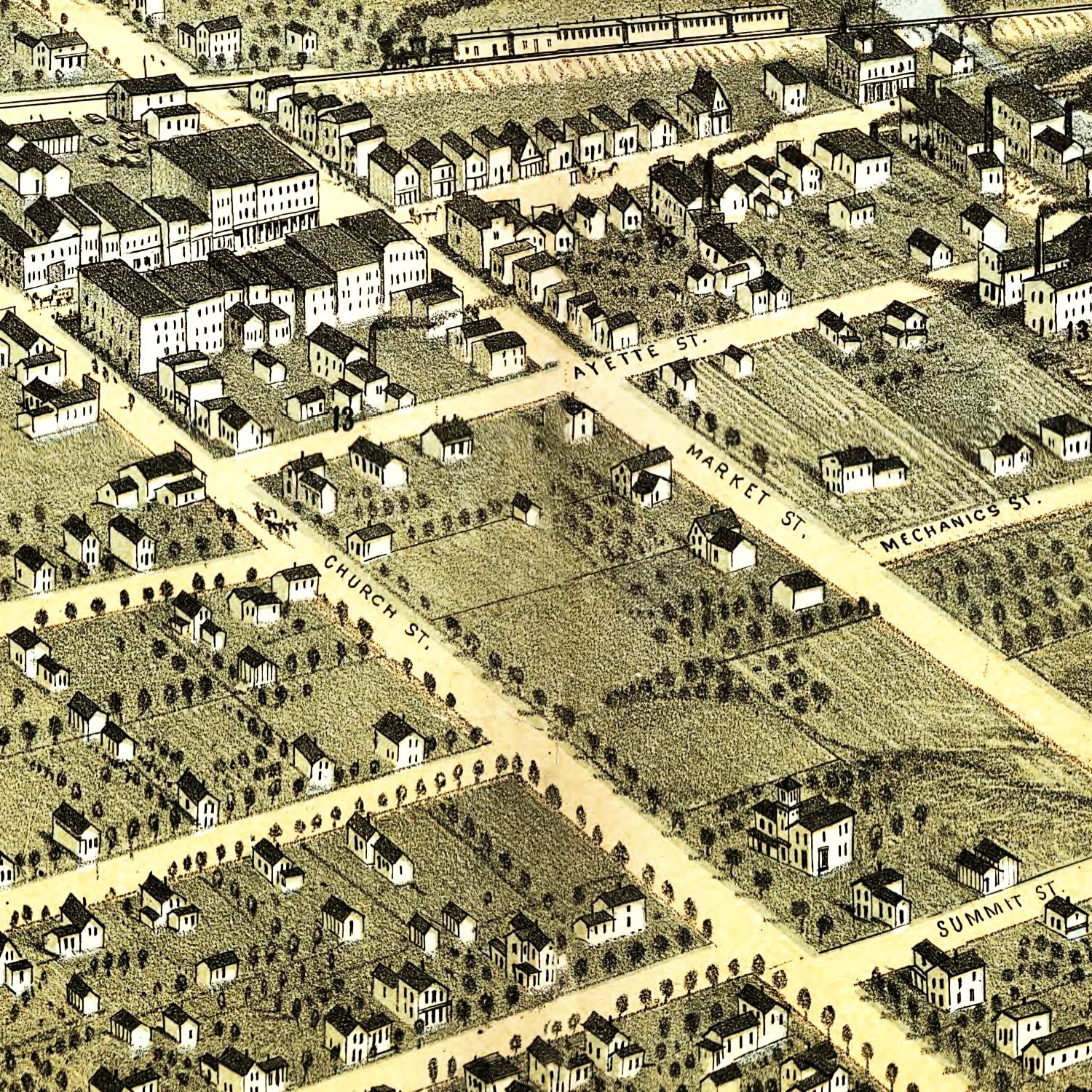Vintage Map of Hudson, Michigan 1868