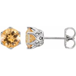 14K White Gold Natural Citrine Earrings
