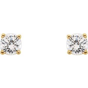 14K Yellow Gold Natural White Sapphire Youth Earrings – image 2