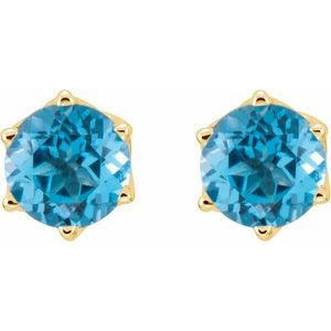 14K Yellow Gold Natural Swiss Blue Topaz Earrings – image 2