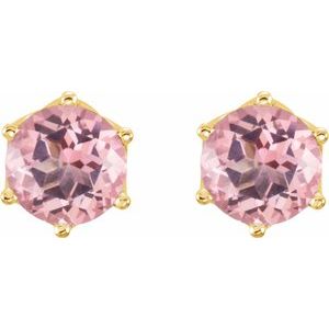 14K Yellow Gold Natural Pink Morganite Earrings – image 2