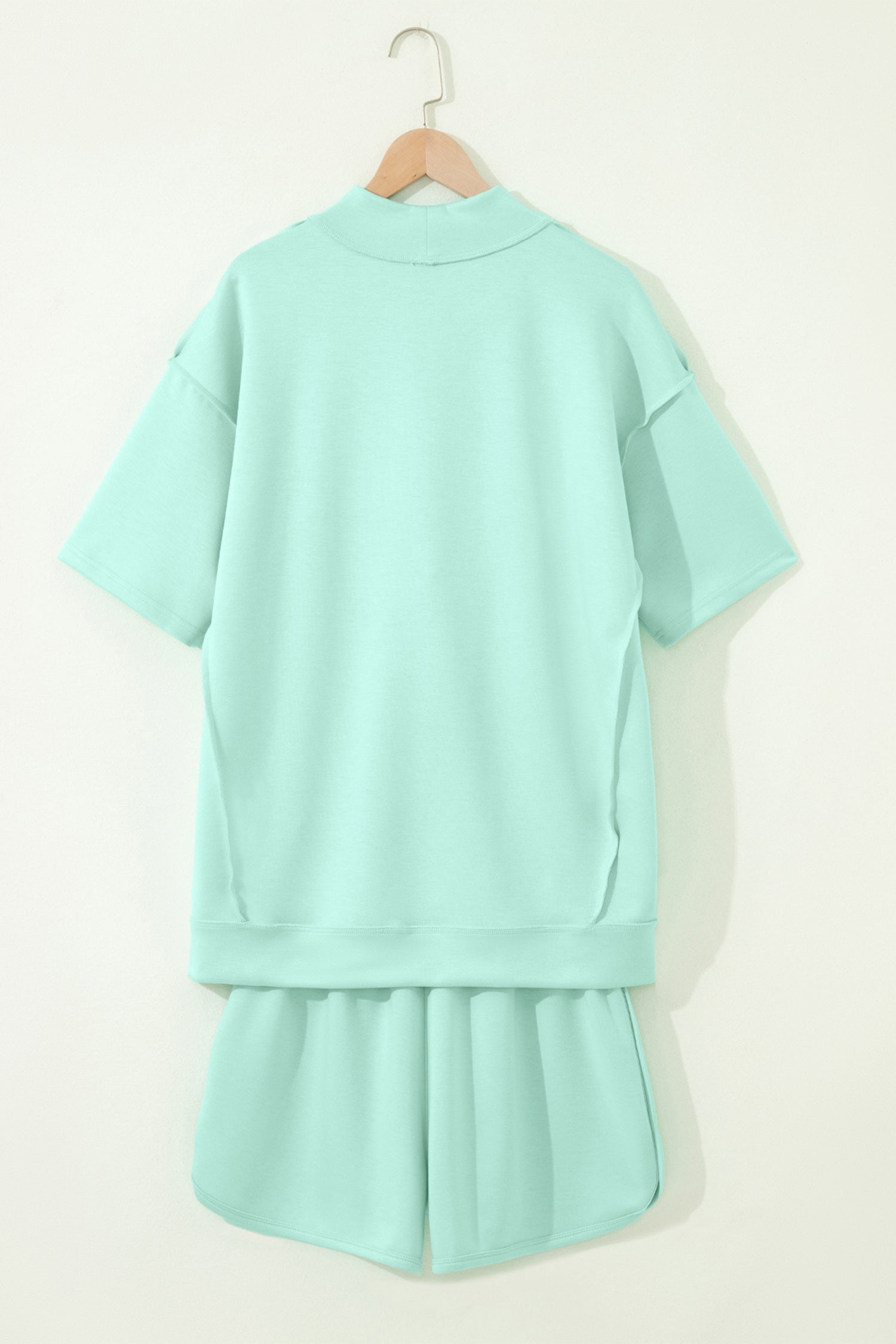 Mock Neck Exposed Seam Tunic Top & Shorts Set