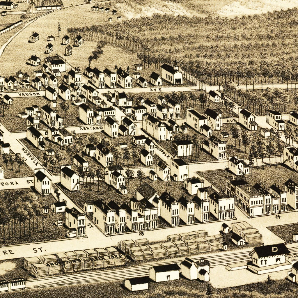 Vintage Map of Ironwood, Michigan 1886