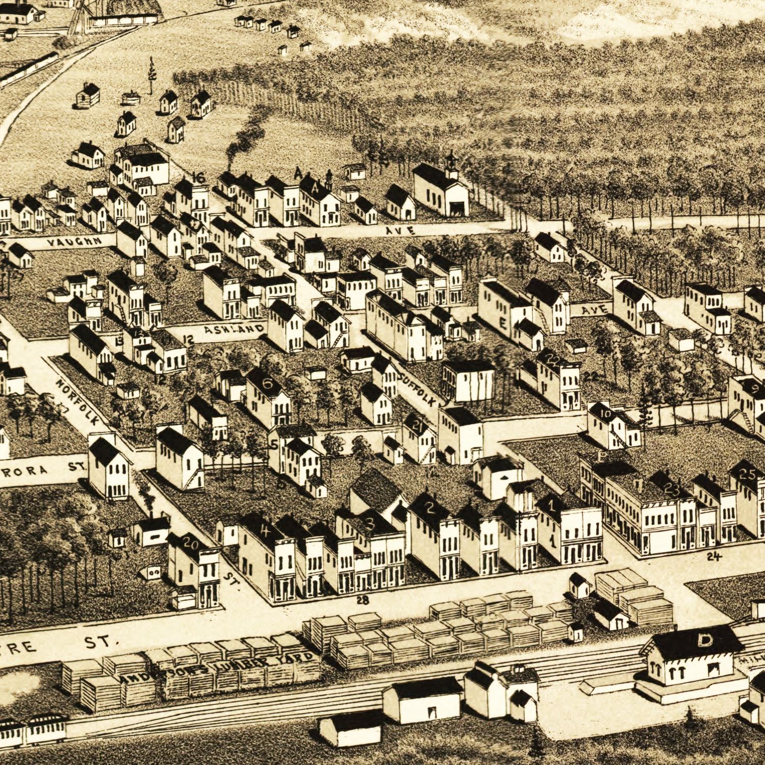 Vintage Map of Ironwood, Michigan 1886