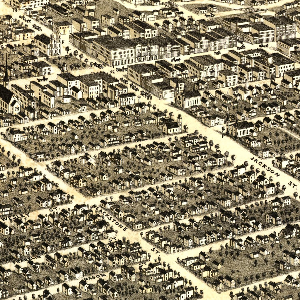 Vintage Map of Jackson, Michigan 1881