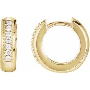14K Yellow Gold 1/8 CTW Natural Diamond 12.6 mm Huggie Earrings