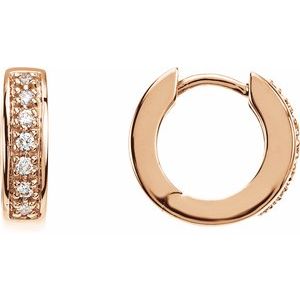14K Rose Gold 1/6 CTW Natural Diamond 12.1 mm Hoop Earrings