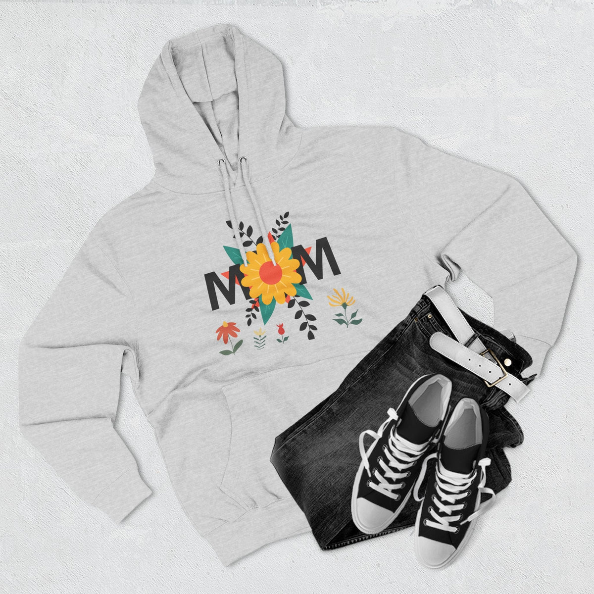 Mom Floral Pattern Three-Panel Fleece Hoodie