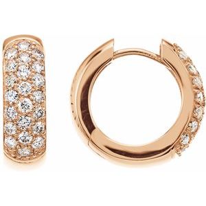 14K Rose Gold 7/8 CTW Lab-Grown Diamond Hoop Earrings