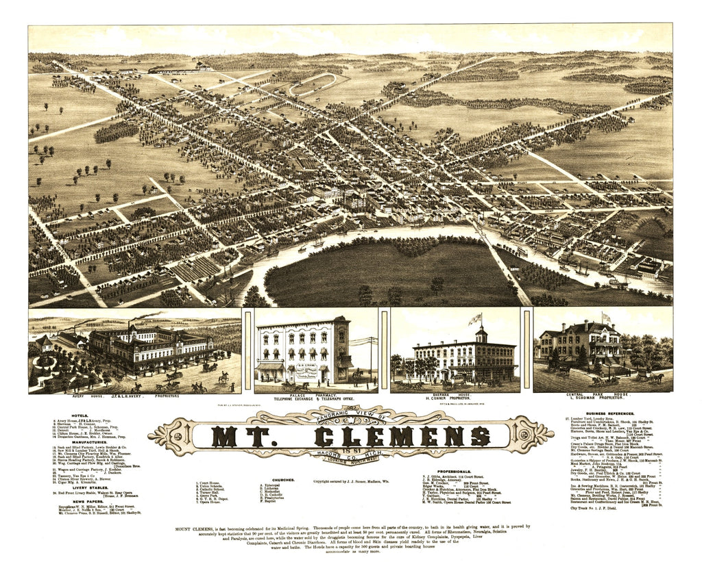 Vintage Map of Mt. Clemens, Michigan 1881