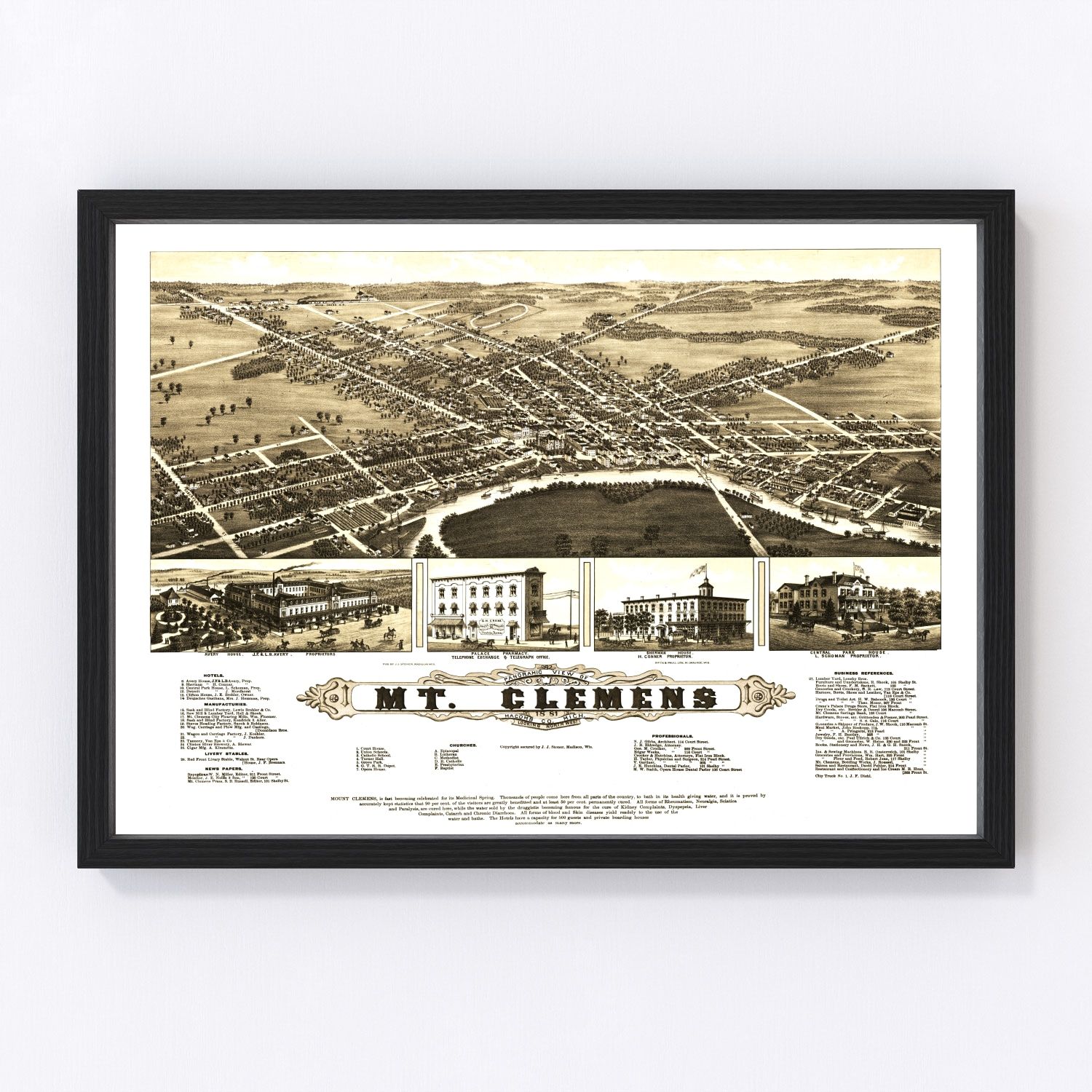 Vintage Map of Mt. Clemens, Michigan 1881