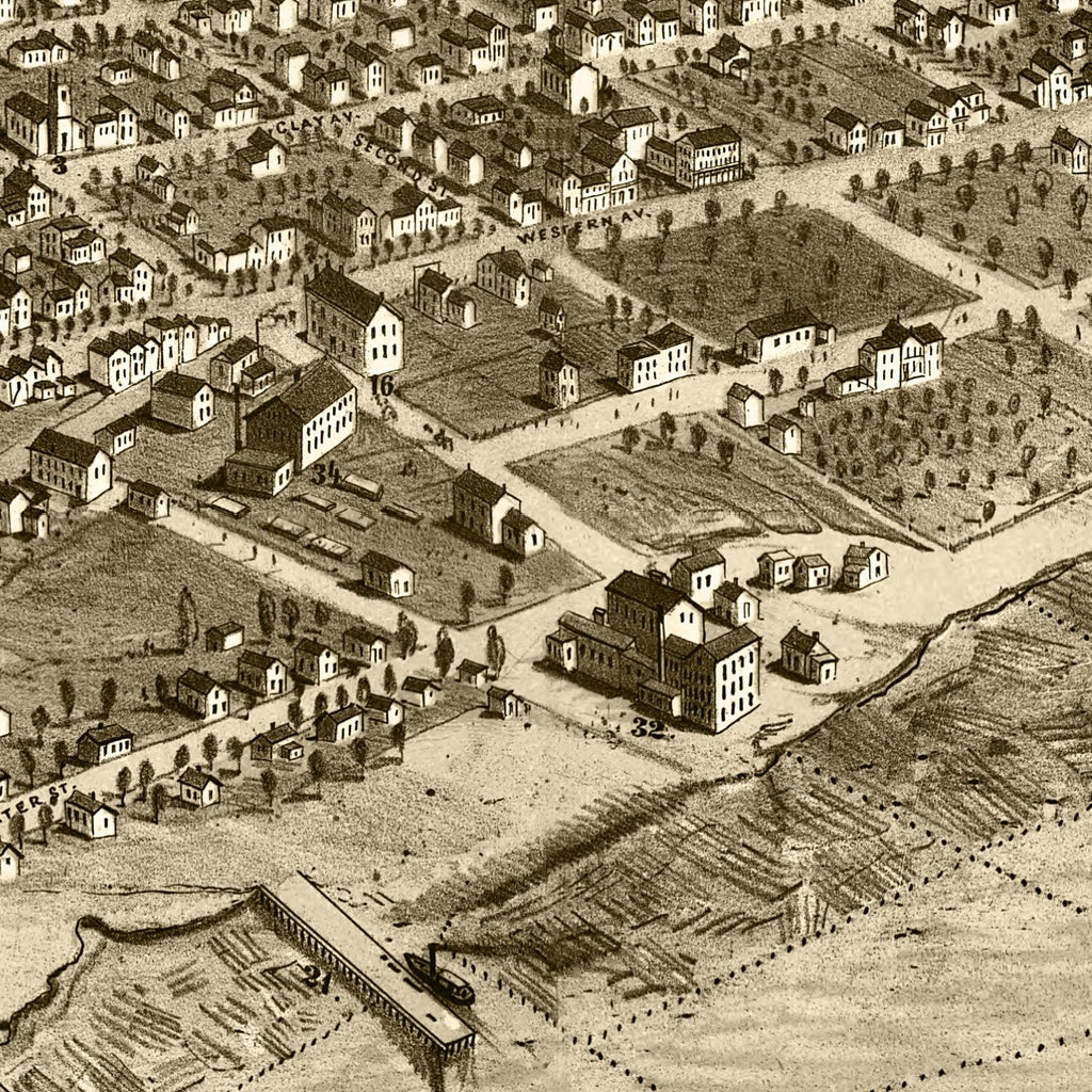 Vintage Map of Muskegon, Michigan 1868