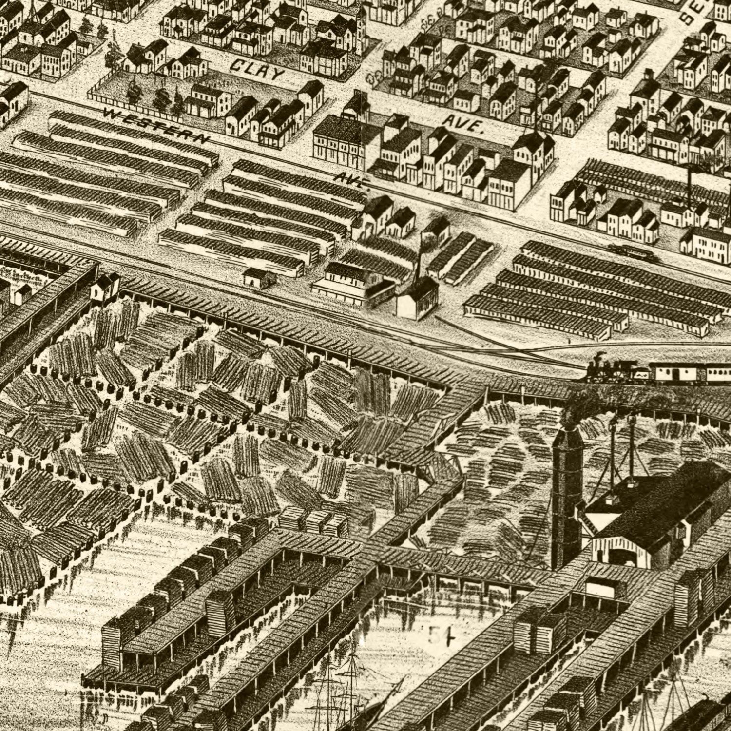 Vintage Map of Muskegon, Michigan 1889