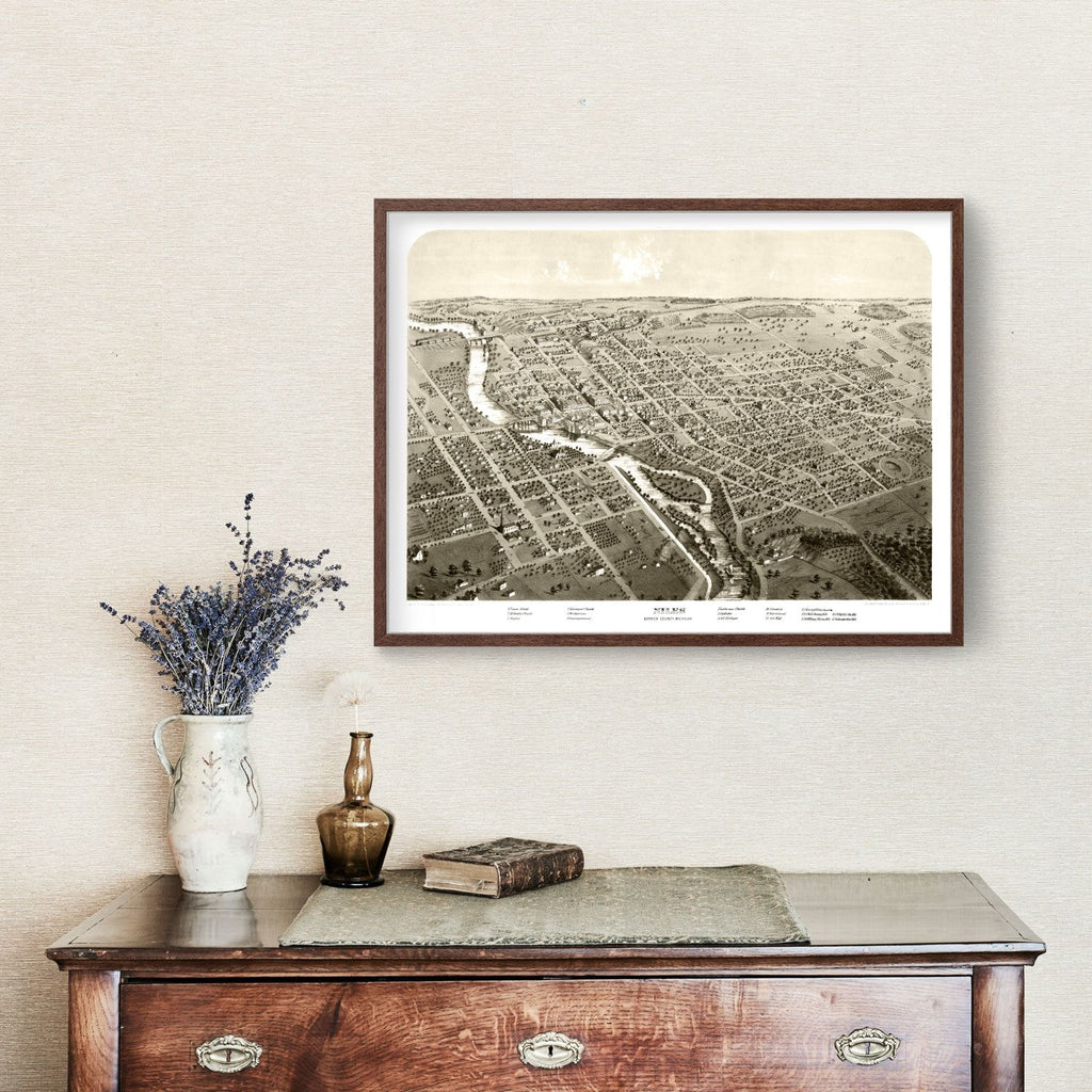 Vintage Map of Niles, Michigan 1868