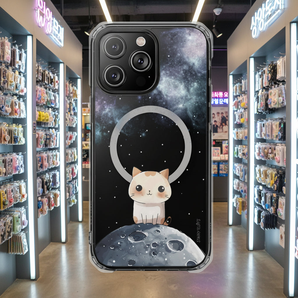 Starry Fluff's - Cosmo the Cat in Space Magnetic Clear Case for iPhone Series