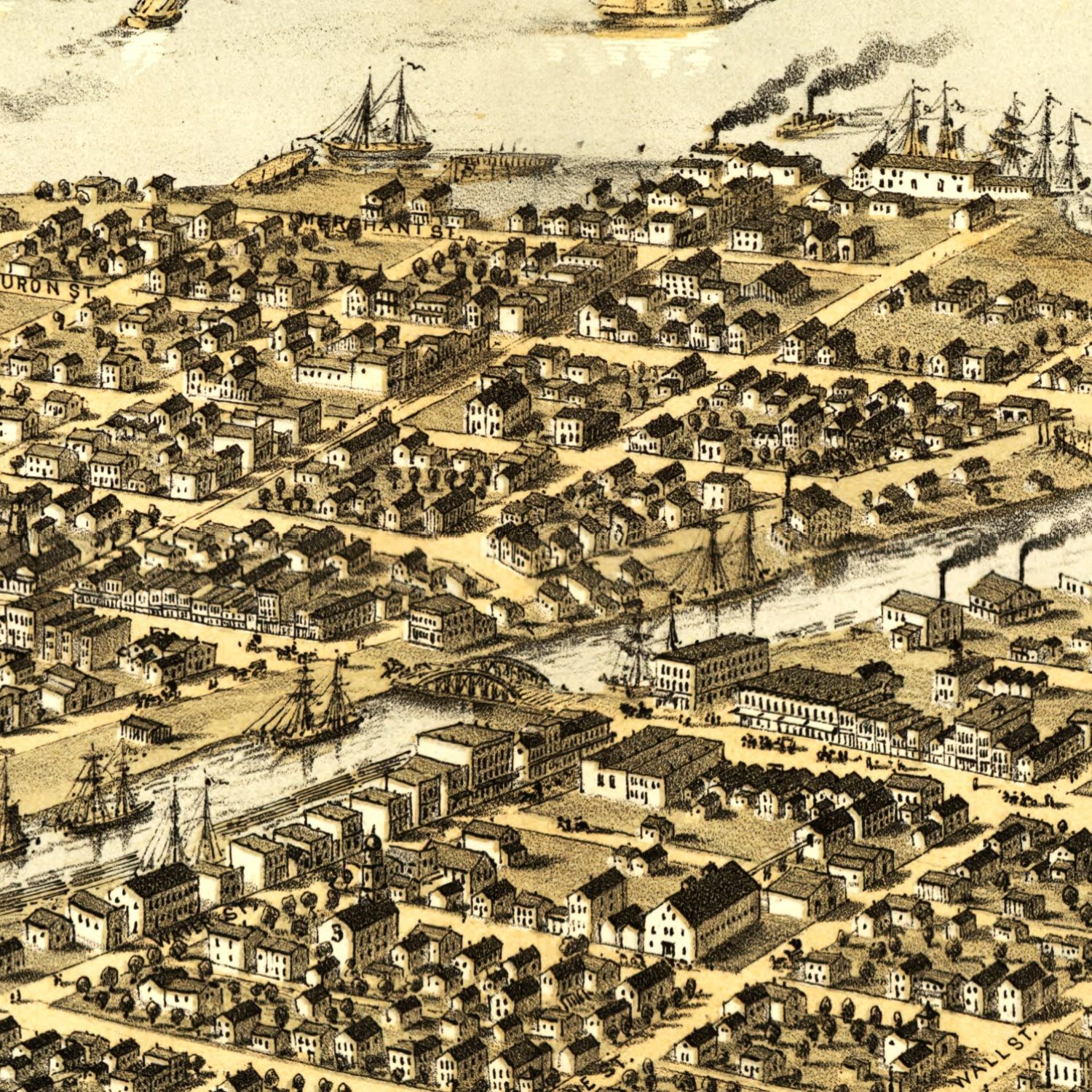 Vintage Map of Port Huron, Michigan 1867