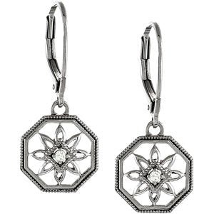 14K White Gold .04 CTW Natural Diamond Filigree Earrings – image 2