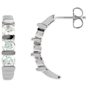 14K White Gold 1 1/2 CTW Natural Diamond J-Hoop Earrings